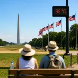 Washington D.C.: jornada calurosa con máximo de 38 °C y viento sostenido hasta 30 km/h