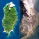 Erupción de Anak Krakatau cubre de ceniza una isla en semanas, la transformación se ve desde el espacio