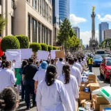Trabajadores federales de salud marchan en la CDMX para exigir renovación sindical y alertan desabasto