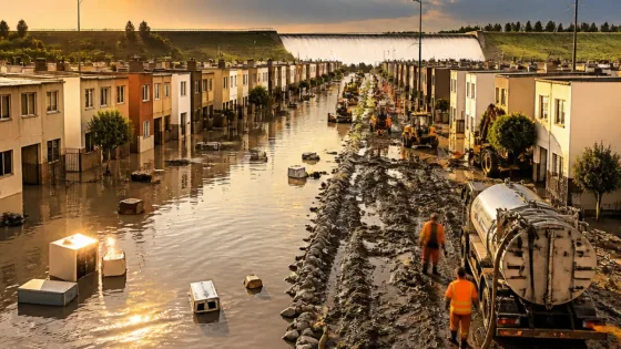 Desbordamiento de presa y lluvias inundan fraccionamientos de Tizayuca; 48 casas afectadas