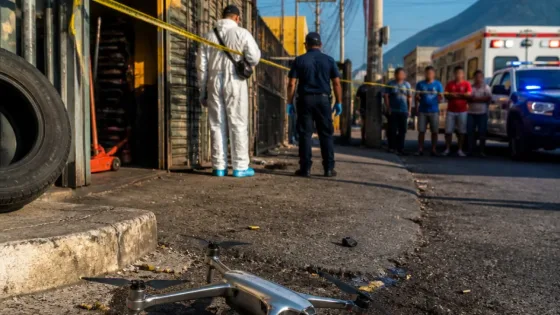 Hombre asesinado frente a vulcanizadora en Santa Catarina; hallan dron en la escena