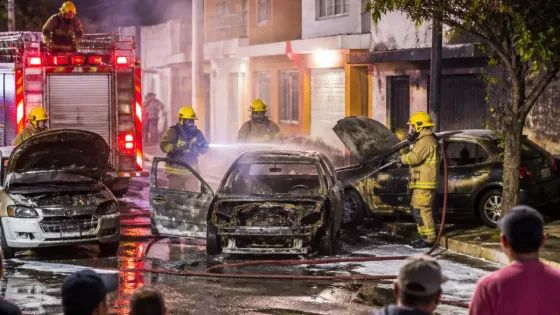 Incendio de vehículo abandonado en Emiliano Zapata afectó a otras dos unidades; bomberos controlaron la emergencia