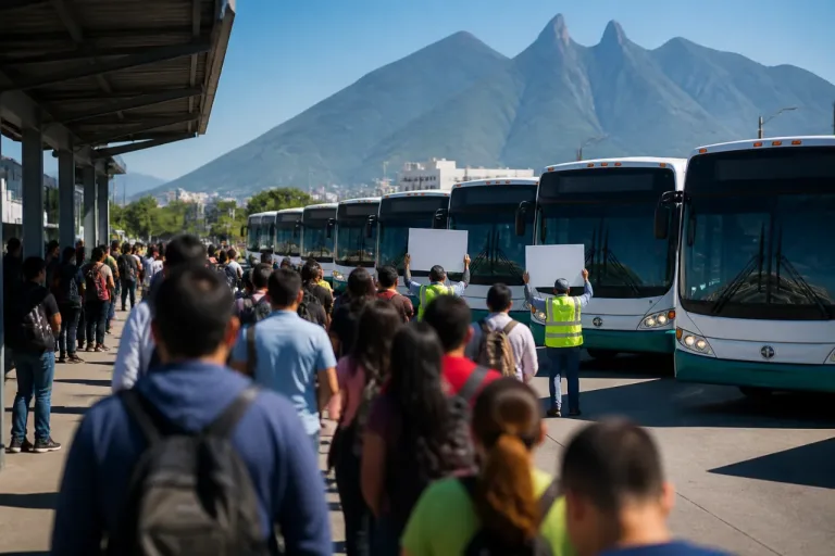 Paro en rutas exprés por falta de pago golpea la movilidad en Monterrey