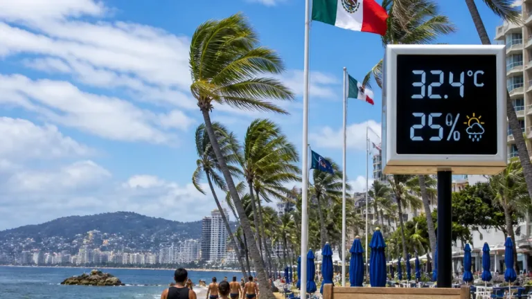 Acapulco: clima medio nublado, máxima de 32.4°C y rachas de viento