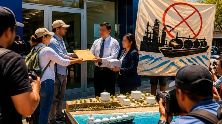 Activistas entregan 90 mil firmas para frenar terminal de gas proyectada en Sonora