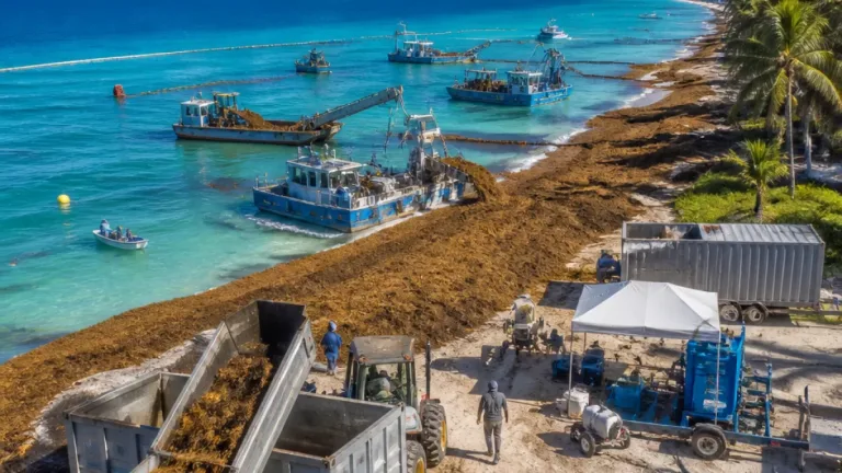 Autoridades reconocen que el arribo de sargazo a Quintana Roo es «gravísimo»; piden ampliar recolección en altamar