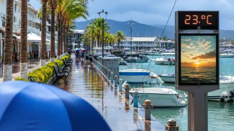 Bahía de Banderas: lluvia ligera y ambiente templado; máxima de 29°C este martes