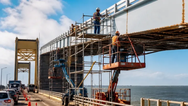 Coatzacoalcos: avanza mantenimiento en la trabe levadiza del puente I; persisten afectaciones viales