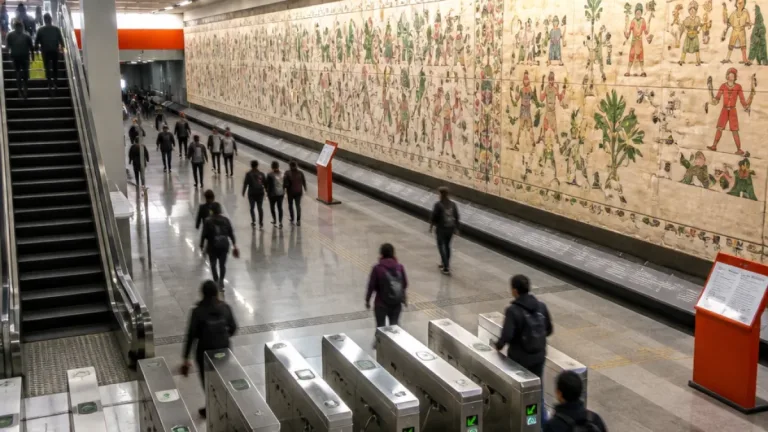 Códice Azcatitlan llega en reproducción monumental al Metro Pino Suárez de la Ciudad de México