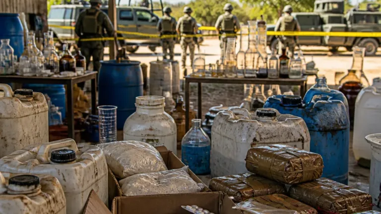 Desmantelan narcolaboratorio en Sinaloa; aseguran pastillas, explosivos y químicos por 43 mdp