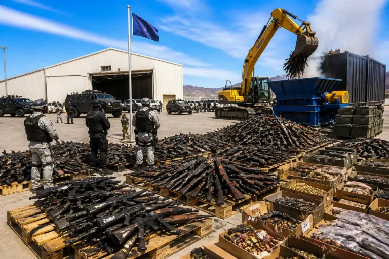 Durazo encabeza destrucción de más de 900 armas y cientos de miles de cartuchos en Sonora