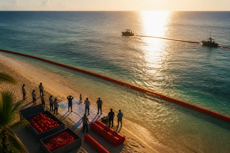 Empresarios de Playa del Carmen impulsan pruebas para contener sargazo en altamar