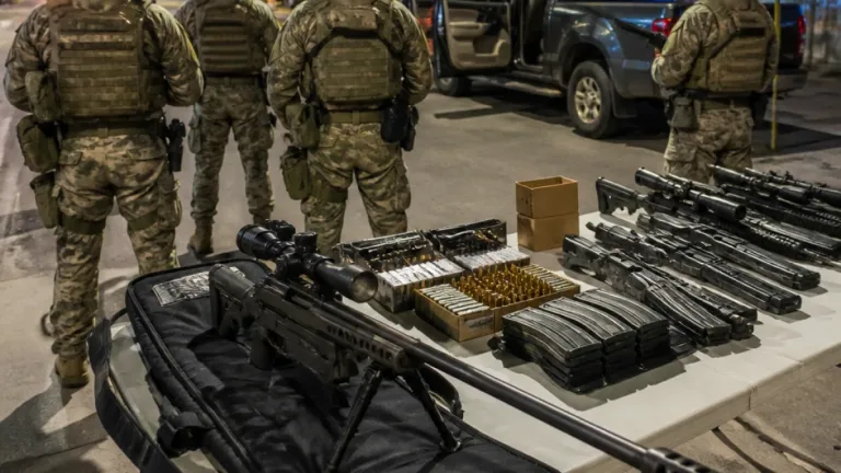 En operativo en Matamoros Ejército asegura fusil Barret .50, más de mil cartuchos y equipo táctico