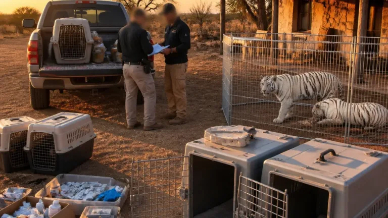 FGR asegura dos tigres blancos en Durango tras denuncia; investigan posible delito ambiental