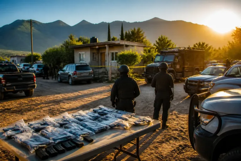 FGR realiza cateo en Nuevo Ideal y asegura armas, vehículos e inmueble