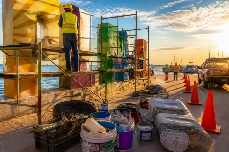 Inician trabajos de restauración en las letras del malecón de La Paz