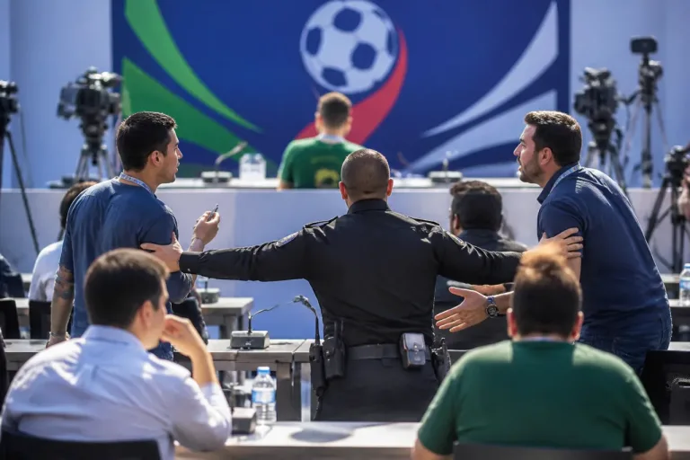 Dos periodistas se enfrentan y obligan a seguridad de la FIFA a intervenir durante rueda de prensa