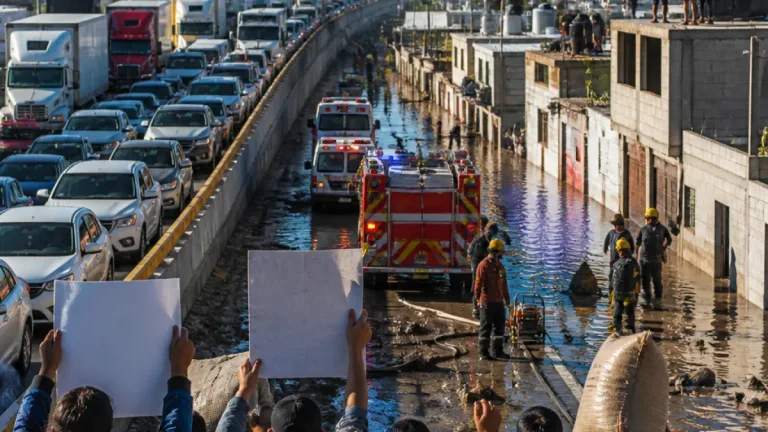 Inundaciones en Puebla: vecinos bloquean la México‑Puebla tras casas anegadas y personas atrapadas