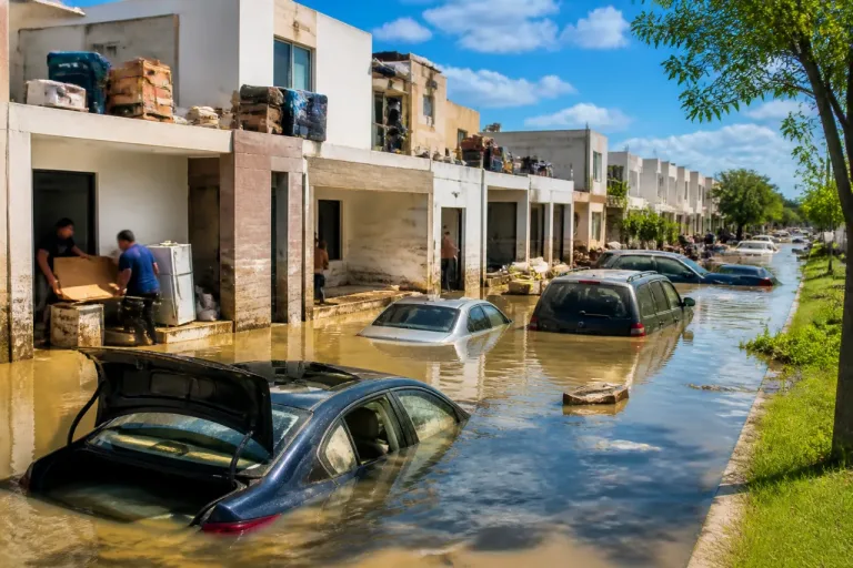 Inundaciones en San Andrés Cholula dejan viviendas y vehículos dañados tras colapso del drenaje