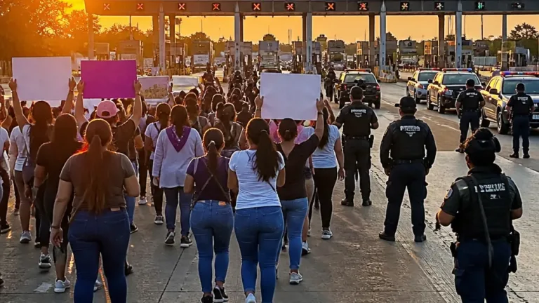 Manifestación en el puente Tampico exige justicia por Dafne y pide la liberación de Danna Yanina