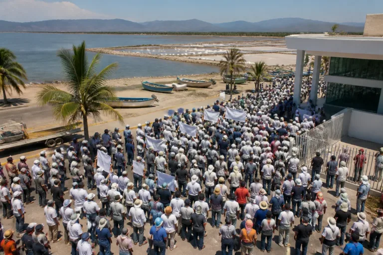 Manzanillo: salineros y pescadores marchan contra el proyecto del Nuevo Puerto