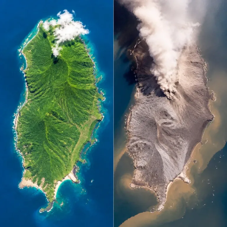 Erupción de Anak Krakatau cubre de ceniza una isla en semanas, la transformación se ve desde el espacio