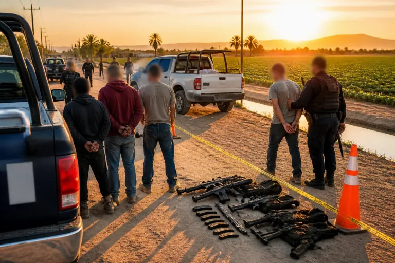 Mexicali: capturan a 'El Muerto' y tres presuntos pistoleros en operativo estatal