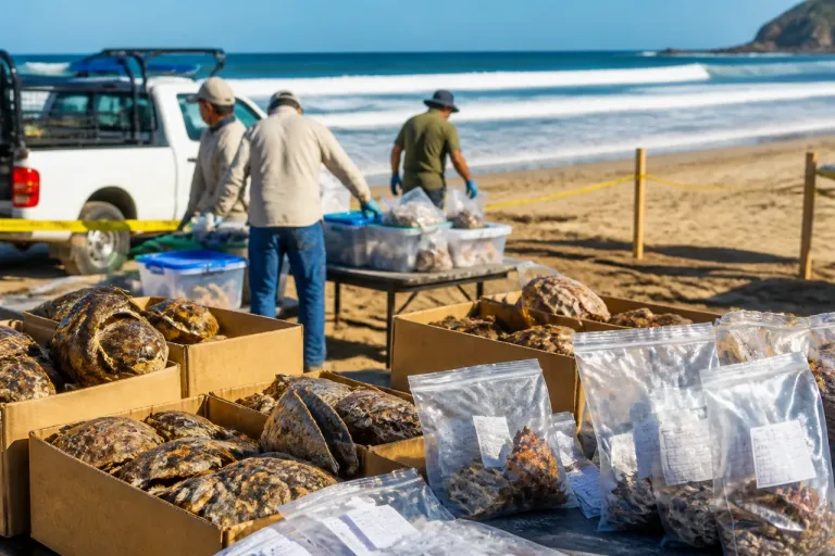 Multan y obligan a limpiar playas a acusado de posesión de 300 huevos de tortuga en Zacualpan