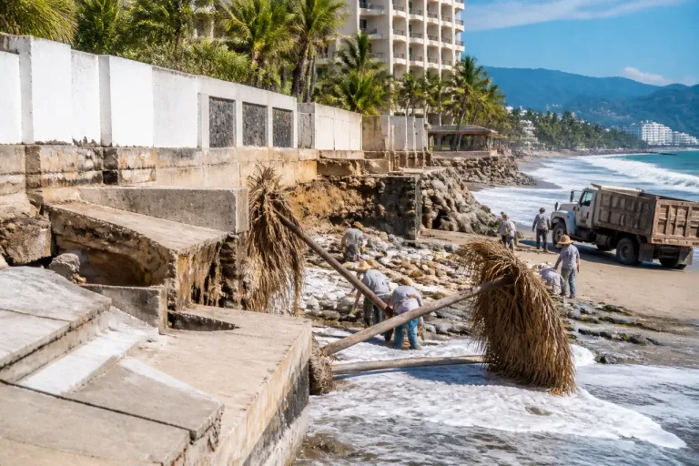Oleaje de mar de fondo deja al descubierto cimientos en la zona Diamante de Acapulco