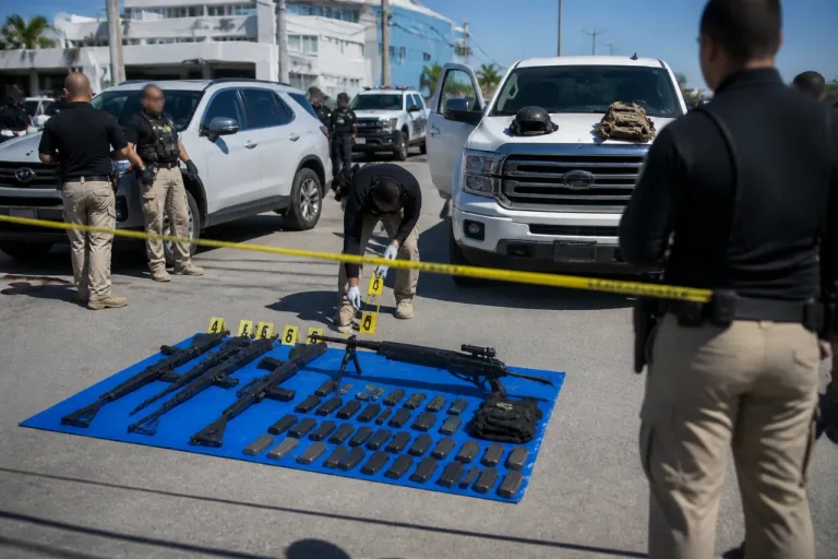 Operativo en Matamoros: seis detenidos y aseguramiento de fusil Barret .50 y arsenal