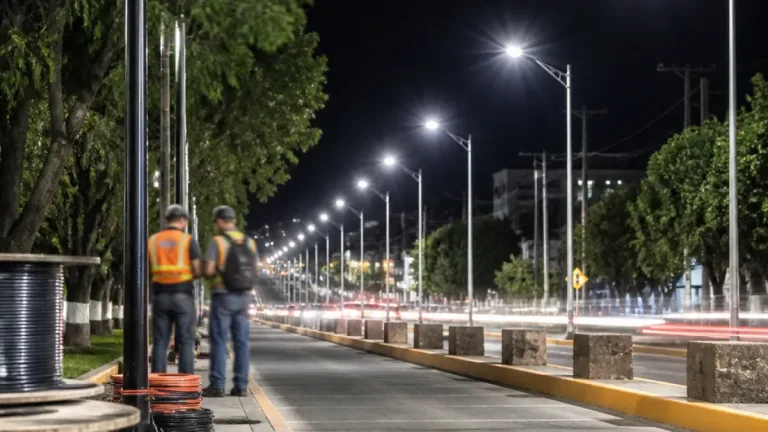 Pachuca moderniza el alumbrado del bulevar Everardo Márquez; anuncia obras en otros bulevares