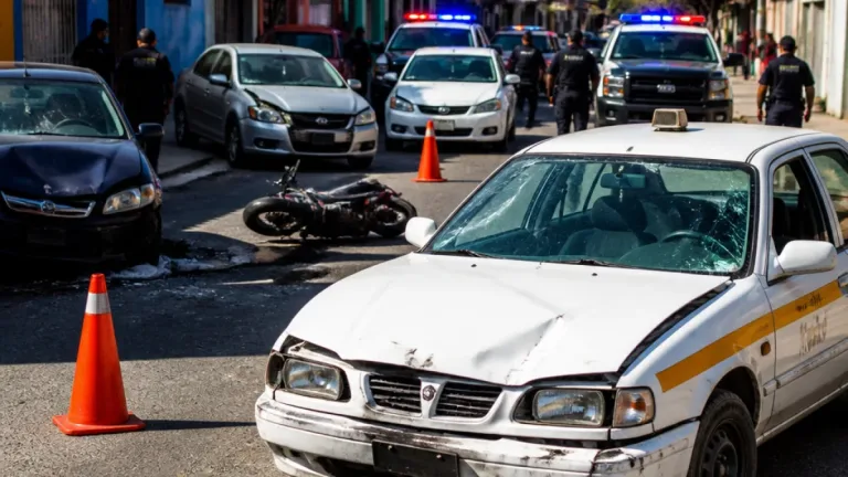 Persecución y choque múltiple en Chilpancingo deja un taxi asegurado y cuatro vehículos dañados