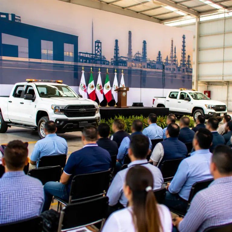 Instalan Consejo de Seguridad en la zona industrial de San Luis Potosí; entregan dos camionetas a la SSPC