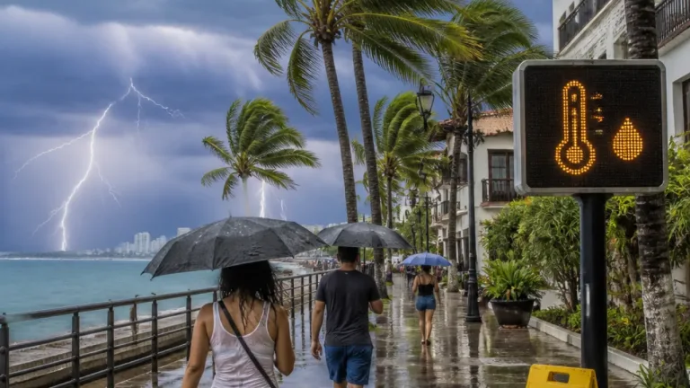 Puerto Vallarta enfrenta jornada de calor, humedad y lluvias fuertes este 14 de julio