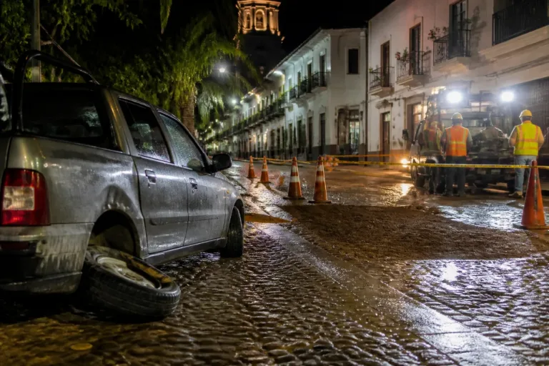 Puerto Vallarta: reparan socavón en el centro que dañó a un vehículo tras lluvias