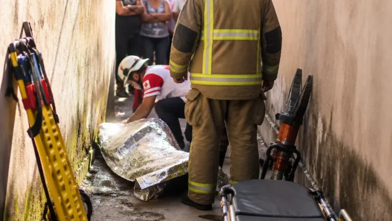 Rescatan en Tecomán a mujer mayor atrapada entre dos bardas tras pasar la noche