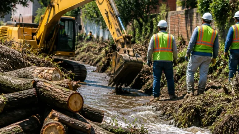 Toluca: retiran 10 árboles de canal en Las Palmas para evitar encharcamientos