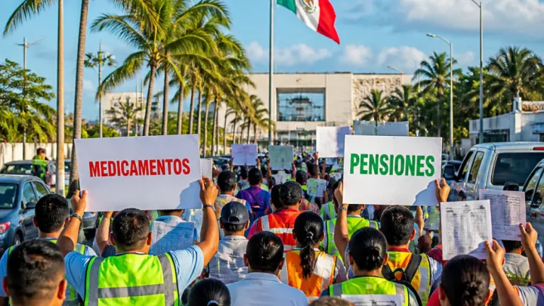 Trabajadores del IMSS protestan en Chetumal por desabasto y recorte a Afores