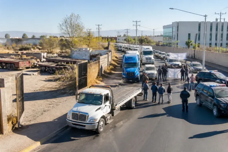 Transportistas bloquean periférico de Lerdo por presunto aseguramiento irregular de un camión