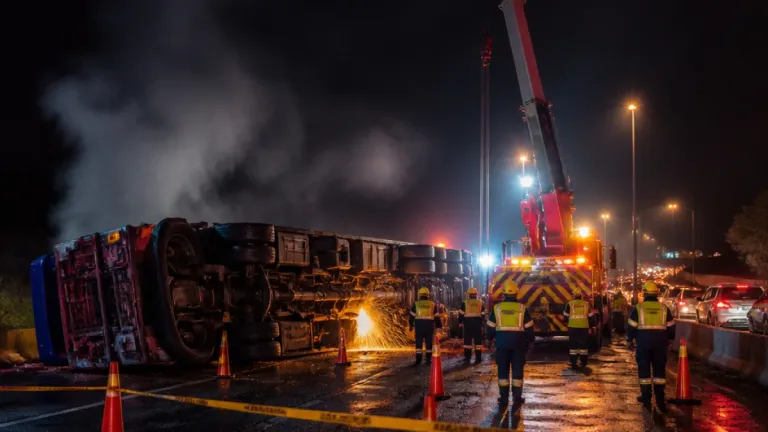 Volcadura de tráiler en la autopista México-Toluca genera afectaciones en Toluca