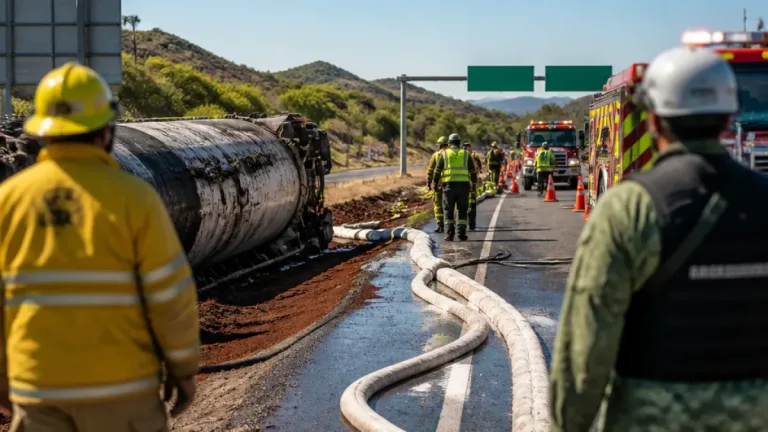 Vuelca pipa con 40 mil litros de gasolina en la maxipista Culiacán; operativos y cierre parcial