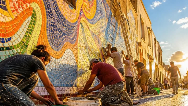 Zamora estrena en Olivares un mosaico comunitario de más de 5.000 piezas